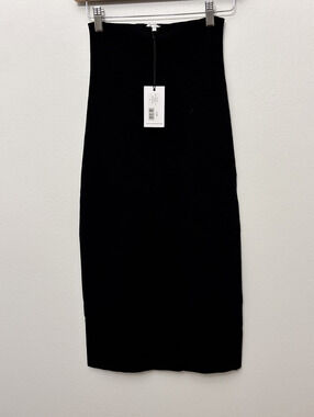 WeWoreWhat Ribbed Black Midi Skirt